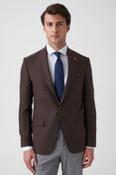 Slim Peak-Lapel Blazer - Brown