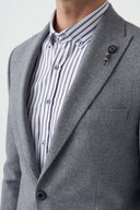 Slim Peak-Lapel Blazer - Grey