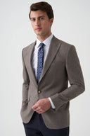Slim Peak-Lapel Blazer - Brown