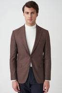 Slim Notch-Lapel Blazer - Brown