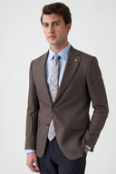 Slim Notch-Lapel Blazer - Brown
