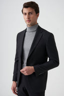 Slim Notch-Lapel Blazer - Black