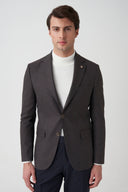 Slim Notch-Lapel Blazer - Brown