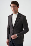 Slim Notch-Lapel Blazer - Brown