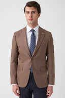 Slim Striped Notch-Lapel Blazer - Coffee