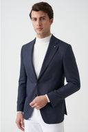 Slim Striped Notch-Lapel Blazer - Navy
