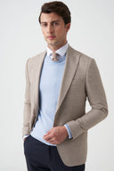 Slim Peak-Lapel Blazer - Beige