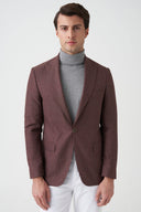 Slim Peak-Lapel Blazer - Brown