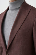 Slim Peak-Lapel Blazer - Brown