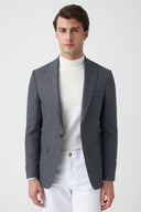 Slim Peak-Lapel Blazer - Dark green