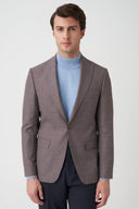 Slim Peak-Lapel Blazer - Brown
