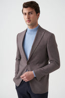 Slim Peak-Lapel Blazer - Brown