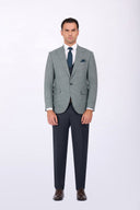 Slim Fit Suit with Peak Lapel & Mismatch Design - Green navy