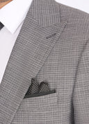 Slim Fit Suit with Peak Lapel & Mismatch Design - Grey