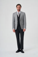 Men’s Slim Fit Vest Suit – Mismatch Striped Vest Suit - Grey
