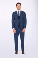 Slim Fit Suit with Peak Lapel & Single-Breasted Vest - Navy