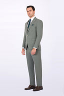 Slim Fit Suit with Peak Lapel & Single-Breasted Vest - Olive