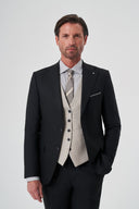 Men’s Light Beige Vest Suit – Double Face Vest - Black