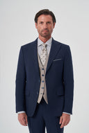 Men’s Light Beige Vest Suit – Double Face Vest - Navy