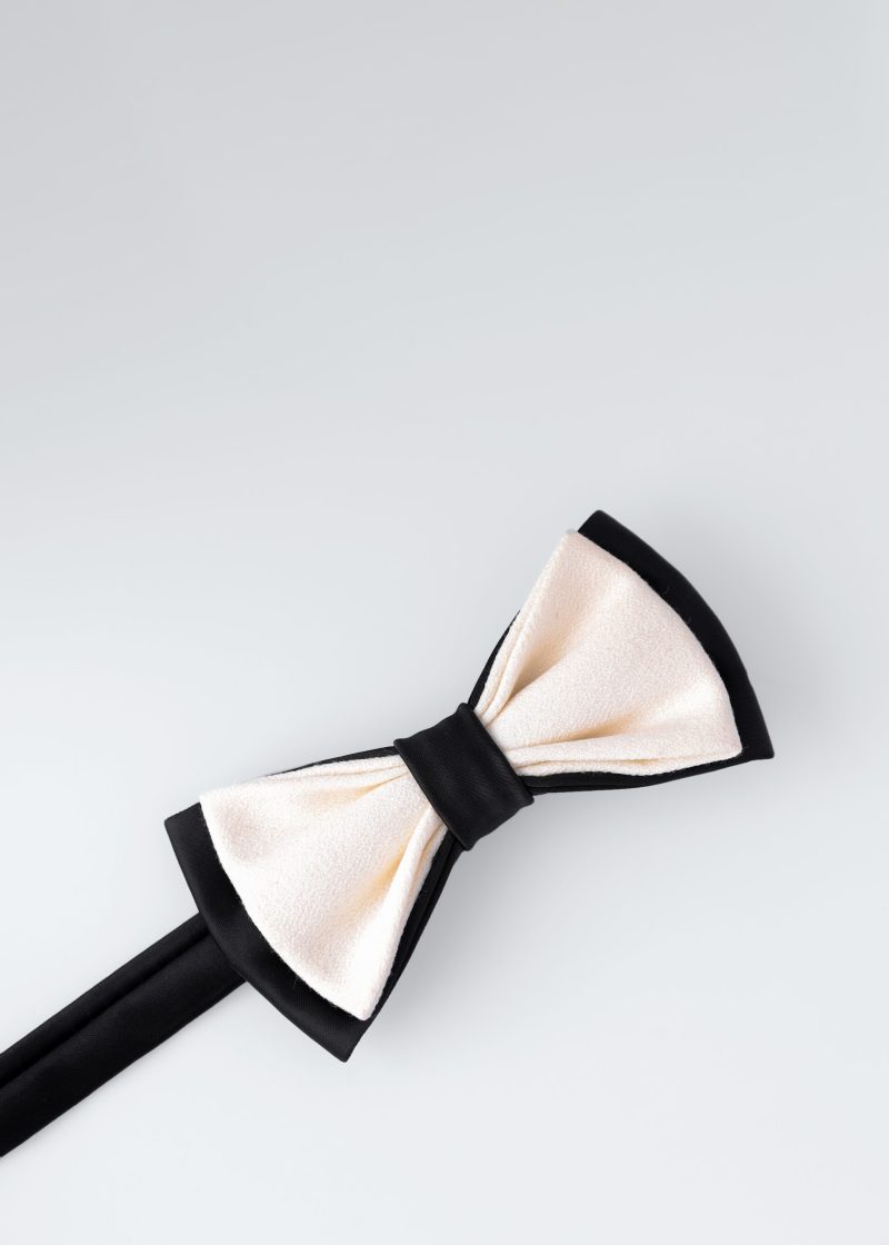 BT01W001-White-1 Crepe Bow tie