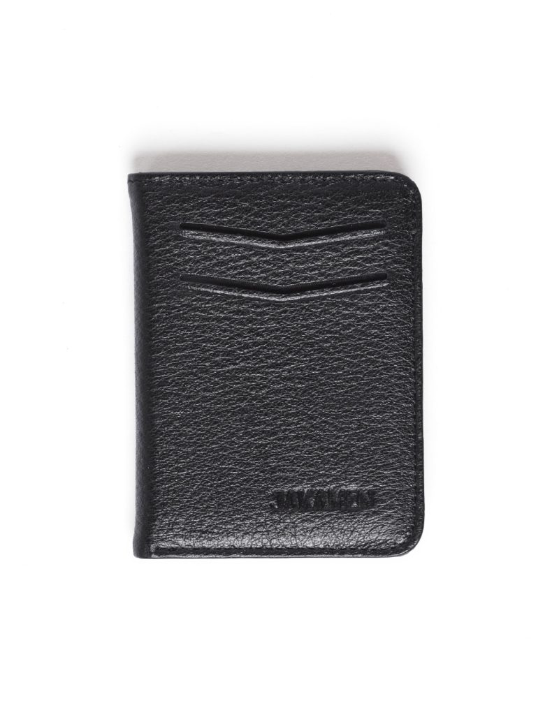 JK00JK29M035-Black-135-1 Double-Sided Card Holder - Wrinkled Leather