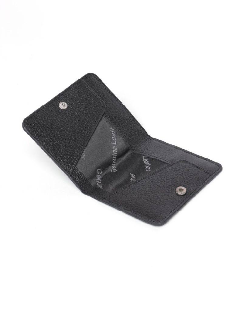 JK00JK29M049-Black-001-4 Card Holder with Snap Closure - Wrinkled Leather