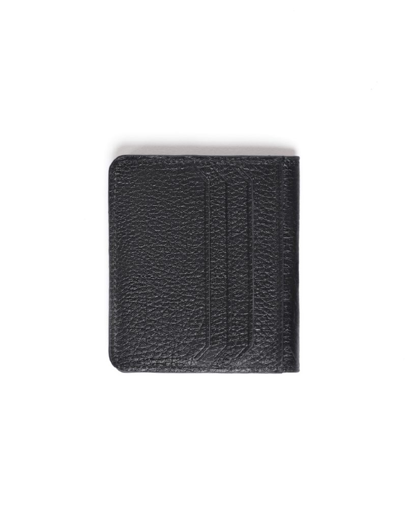 JK00JK29M049-Black-001-5 Card Holder with Snap Closure - Wrinkled Leather