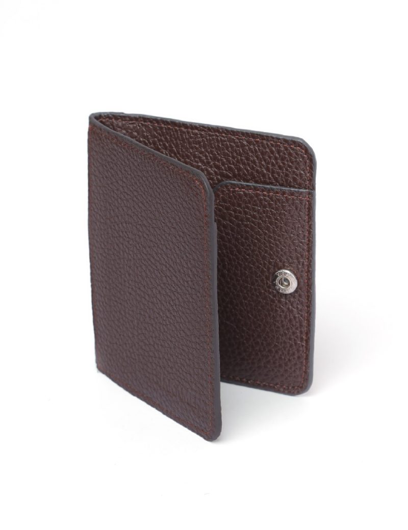JK00JK29M049-Dark-brown-016-3 Card Holder with Snap Closure - Wrinkled Leather