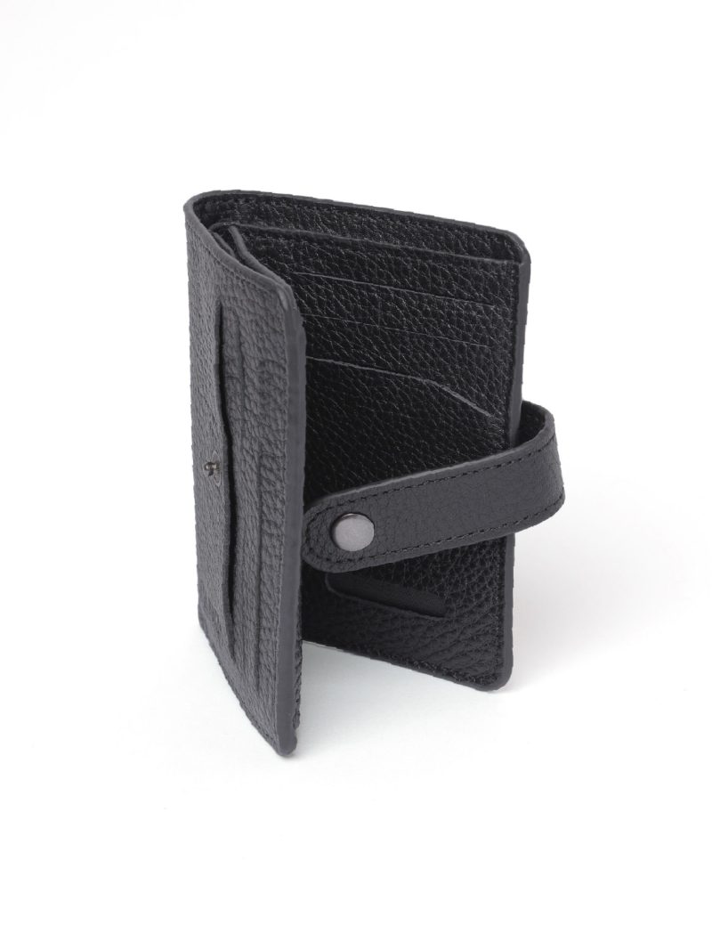 JK00JK30M083-Black-001-3 Card Holder with ID Badge and Snap Closure