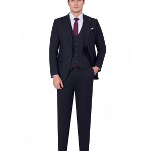 Elegant Peak Lapel Vest Suit
