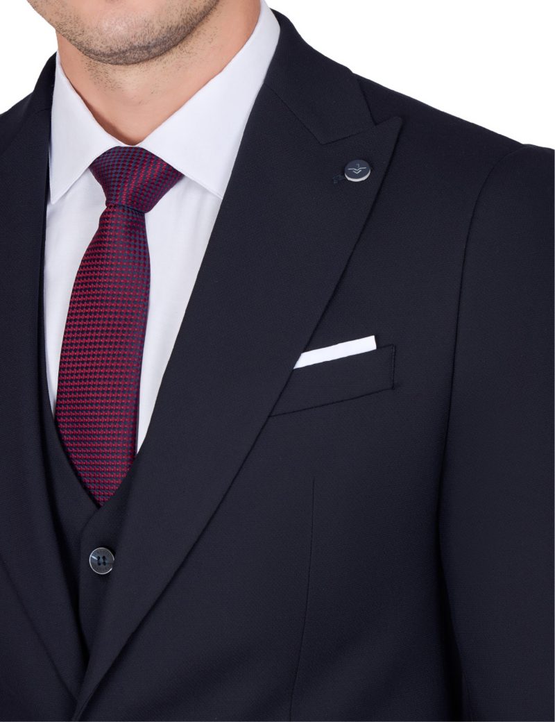 JK00SF02M016-Navy-002-4 Elegant Peak Lapel Vest Suit