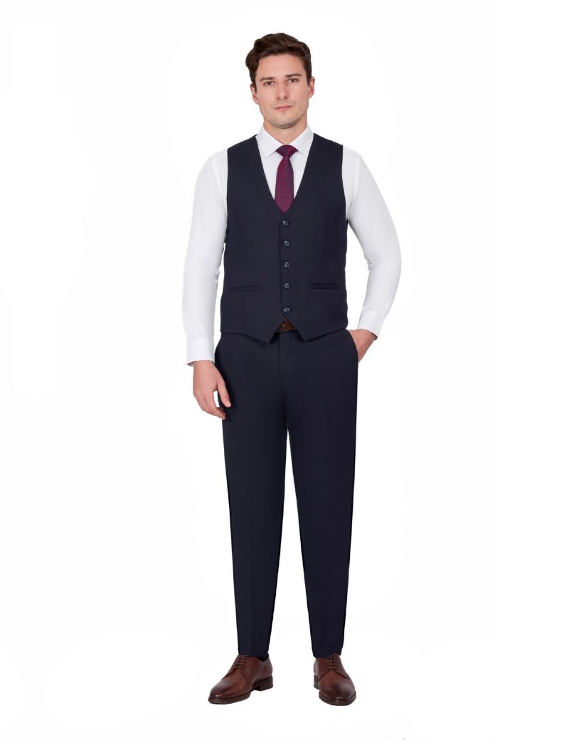 JK00SF02M016-Navy-002-6 Elegant Peak Lapel Vest Suit