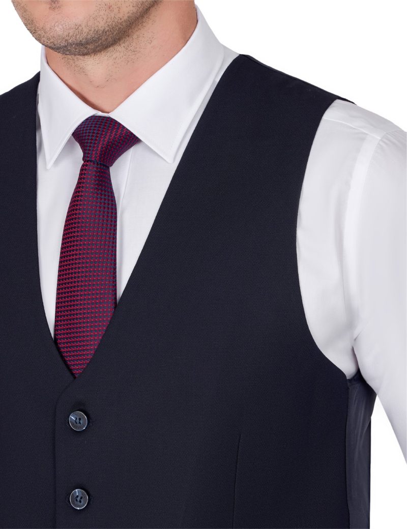 JK00SF02M016-Navy-002-7 Elegant Peak Lapel Vest Suit