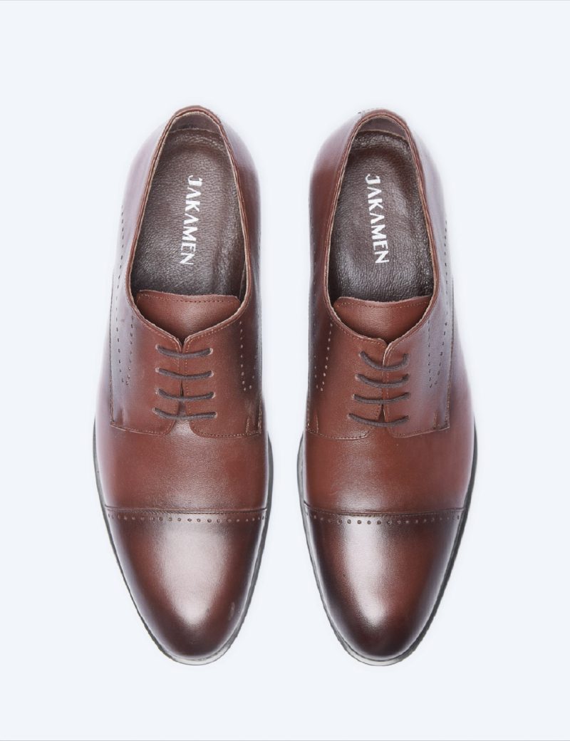 JK33KL14M044-Dark-brown-016-3 Men's derby semi-textured shoes