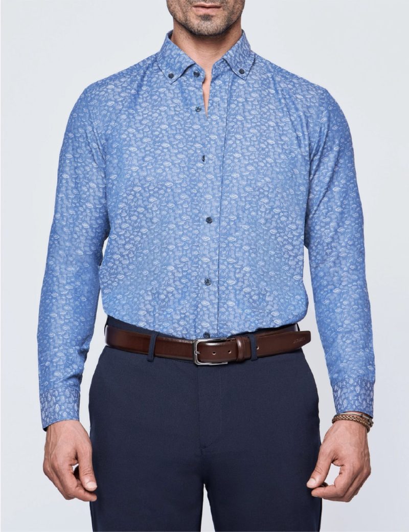 JK35SF01M080-Navy-002-1 Slim Fit Button-Down Collar Dress Shirt
