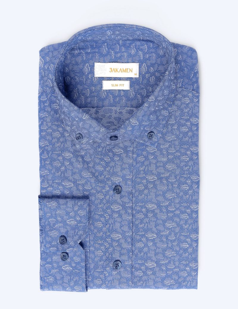 JK35SF01M080-Navy-002-3 Slim Fit Button-Down Collar Dress Shirt