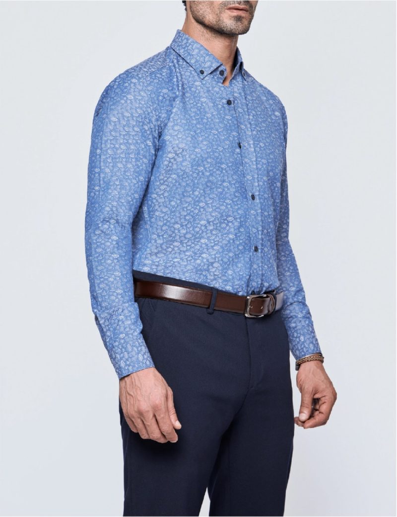 JK35SF01M080-Navy-002-6 Slim Fit Button-Down Collar Dress Shirt