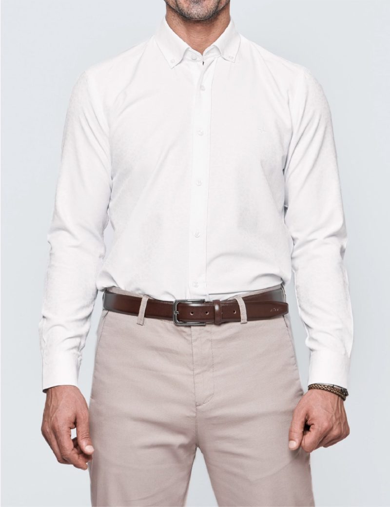 JK35SF01M080-White-394-1 Slim Fit Button-Down Collar Dress Shirt