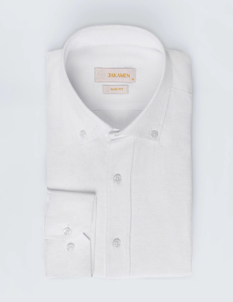 JK35SF01M080-White-394-2 Slim Fit Button-Down Collar Dress Shirt
