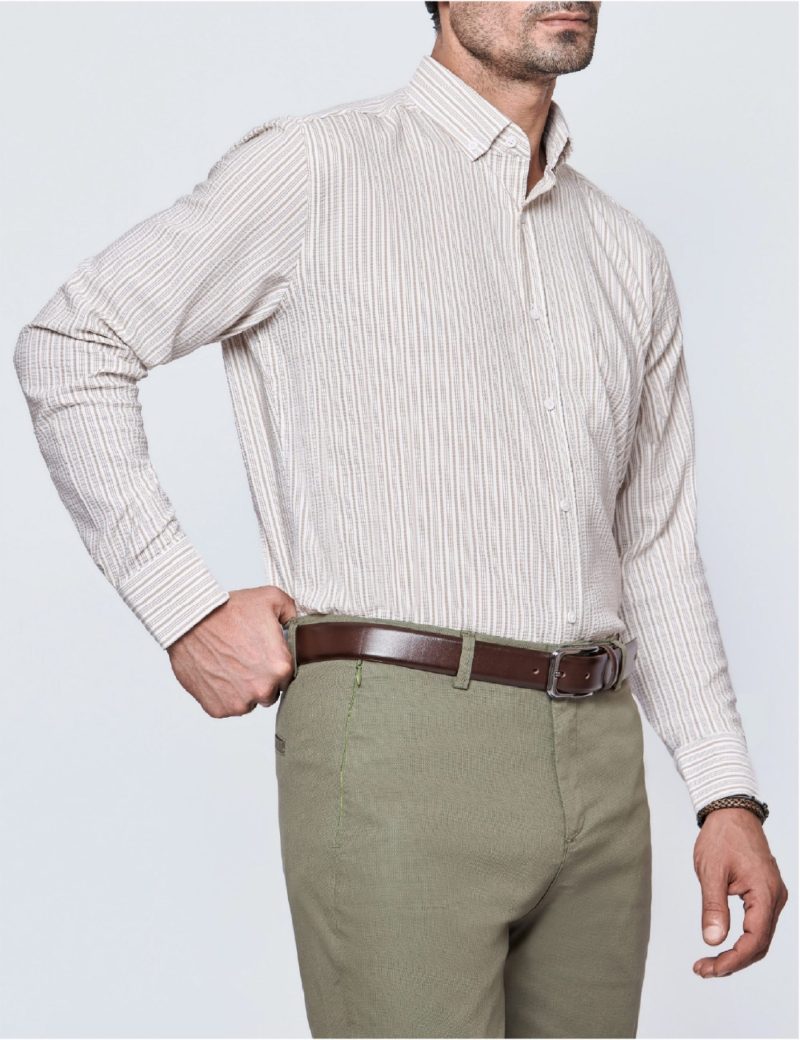 Slim-Fit Striped Seersucker Shirt