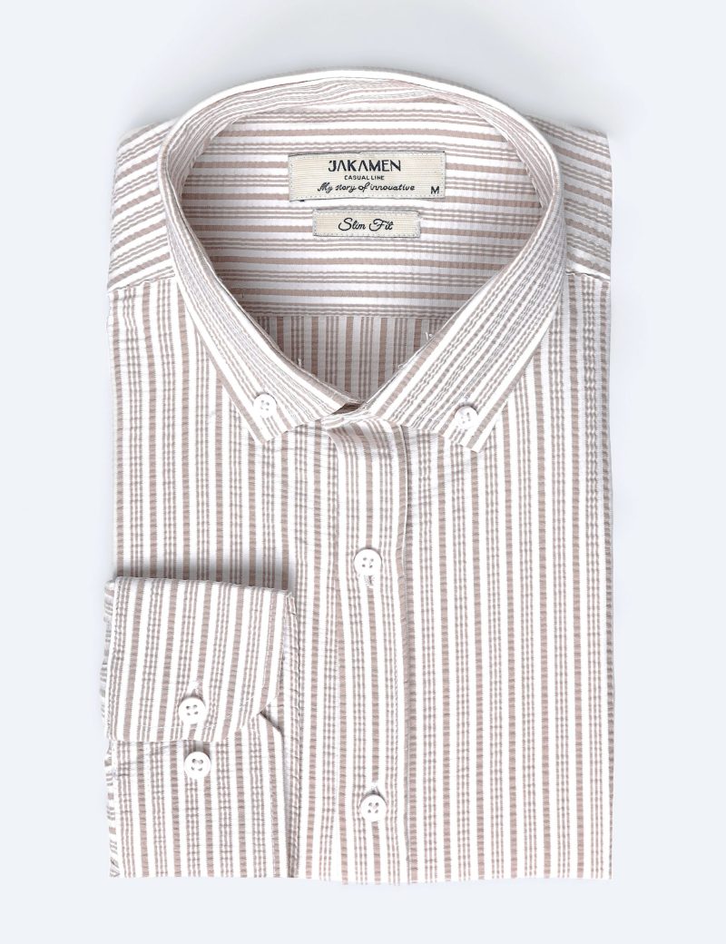 Slim-Fit Striped Seersucker Shirt