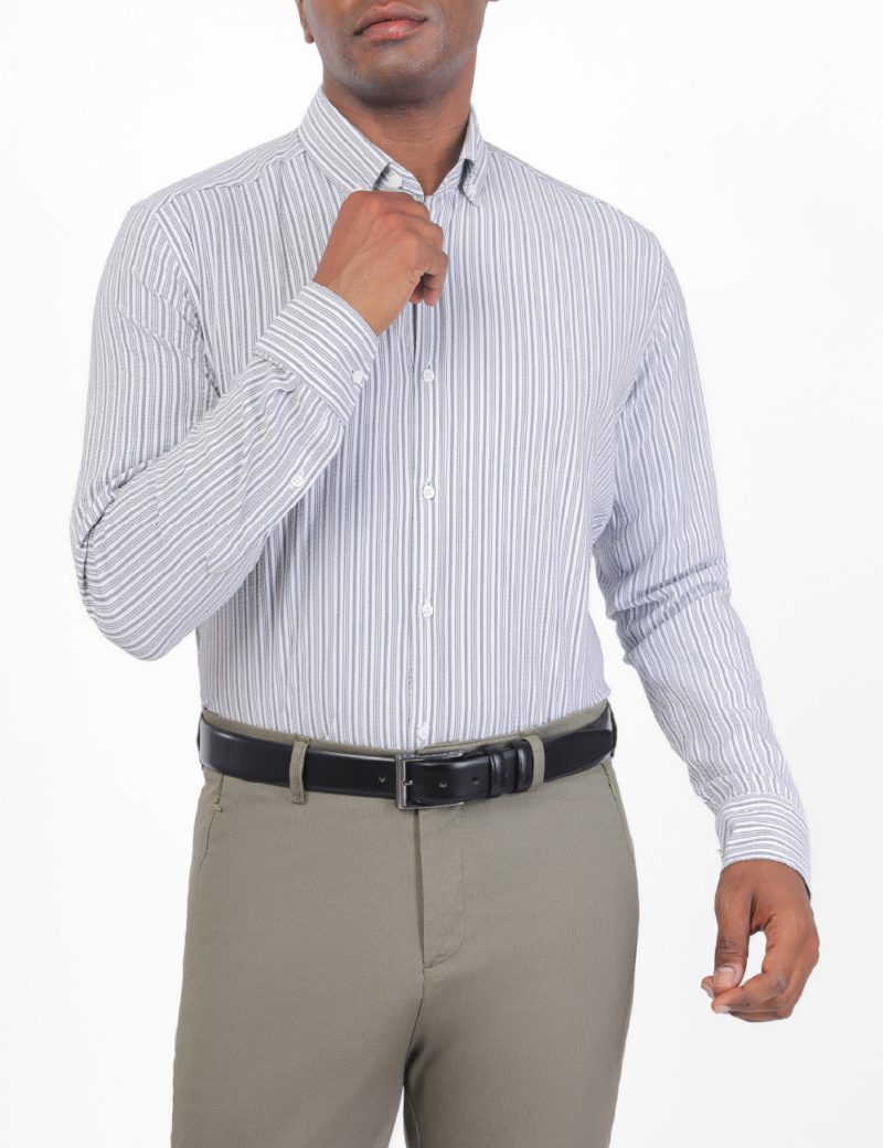 Slim-Fit Striped Seersucker Shirt