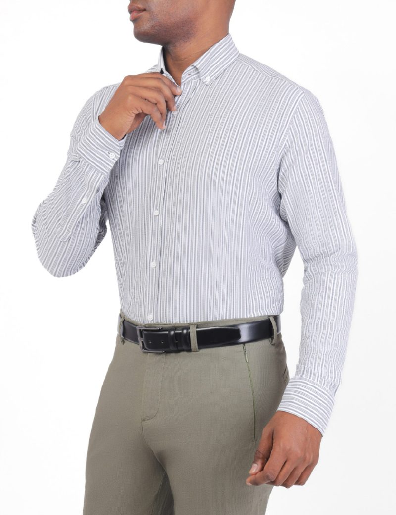 Slim-Fit Striped Seersucker Shirt