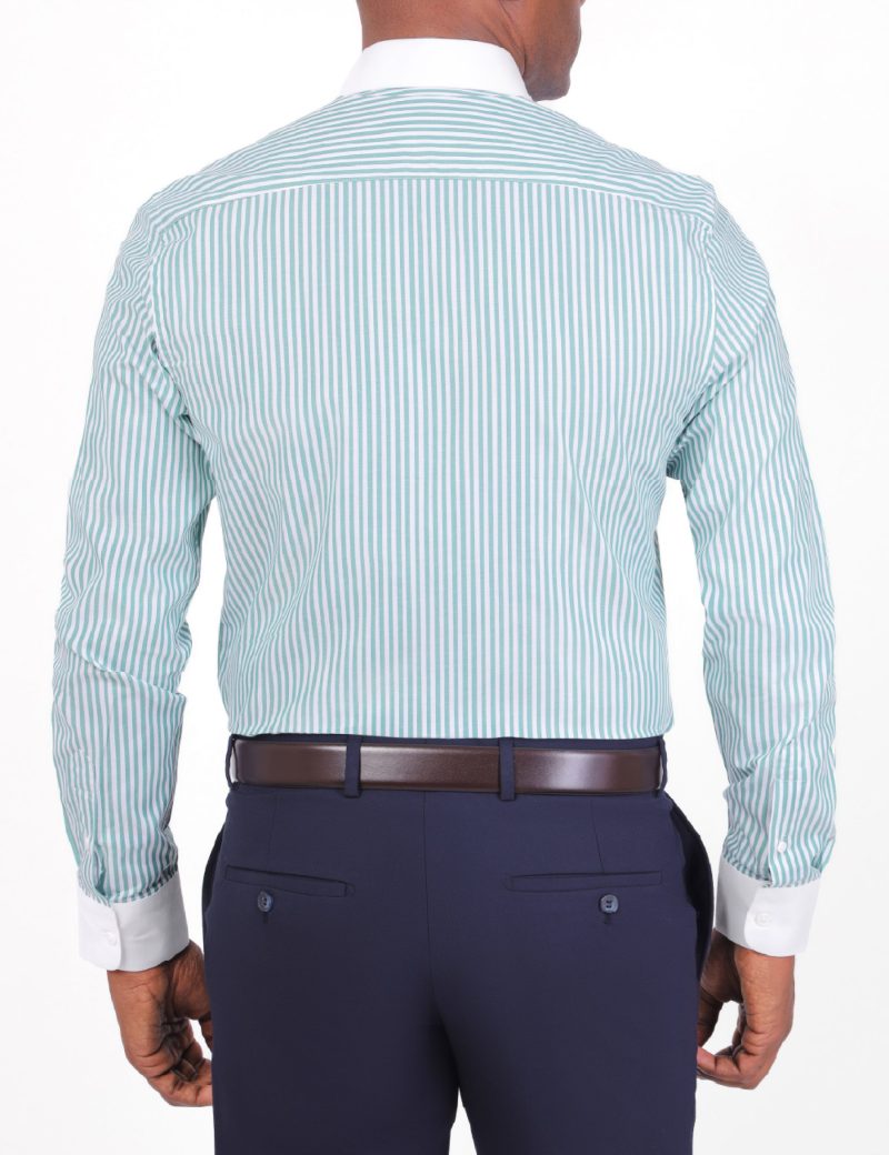 Slim-Fit Striped Dress Shirt - 100% Cotton