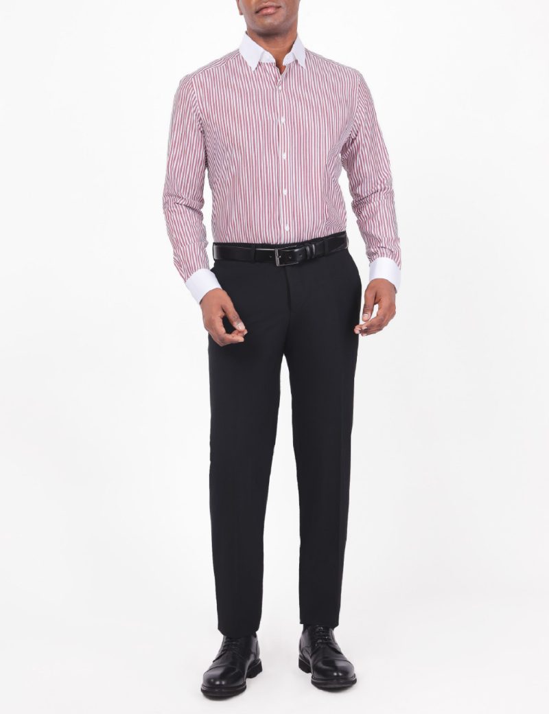 Slim-Fit Striped Dress Shirt - 100% Cotton