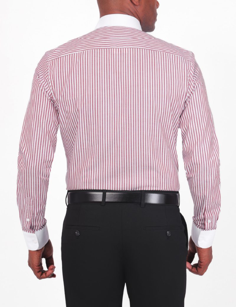Slim-Fit Striped Dress Shirt - 100% Cotton