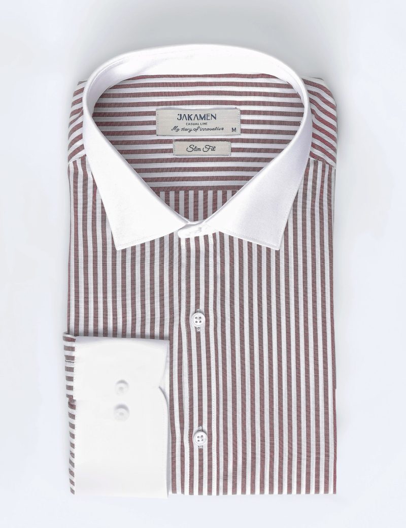 Slim-Fit Striped Dress Shirt - 100% Cotton