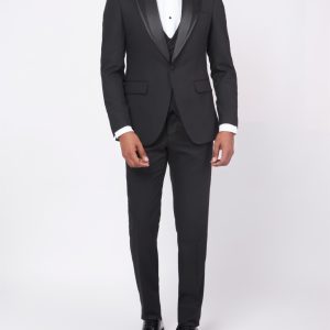 Slim-Fit Tuxedo Suit with Removable Lapel & Double-Breasted Vest