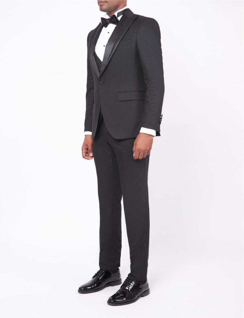JK35SF18M003-Black-044-3 Slim-Fit Tuxedo Suit with Removable Lapel & Double-Breasted Vest