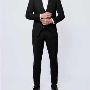 Tuxedo suit with a textured lapel